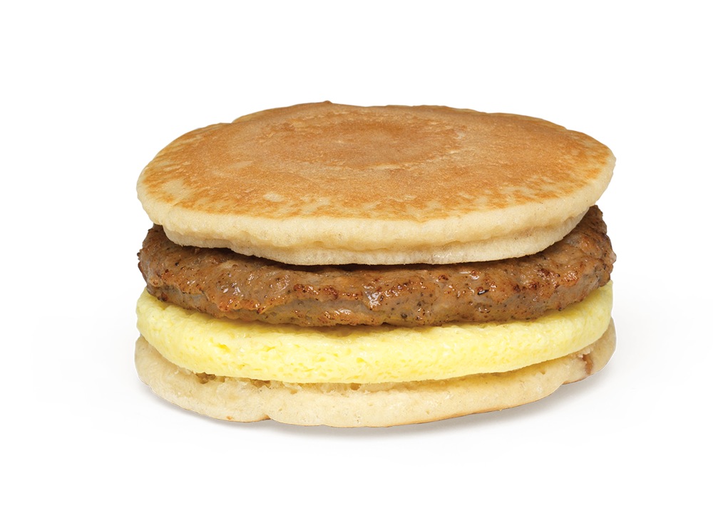 Sausage and Egg Pancake Sandwich